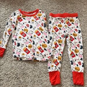 BAMBOO Kids Animal Print Pajama Set - Red, White, and Pink